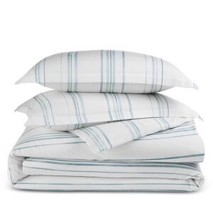 Sky Bedding Collection Bristol Stripe King Duvet Cover Set Blue - NWT $350